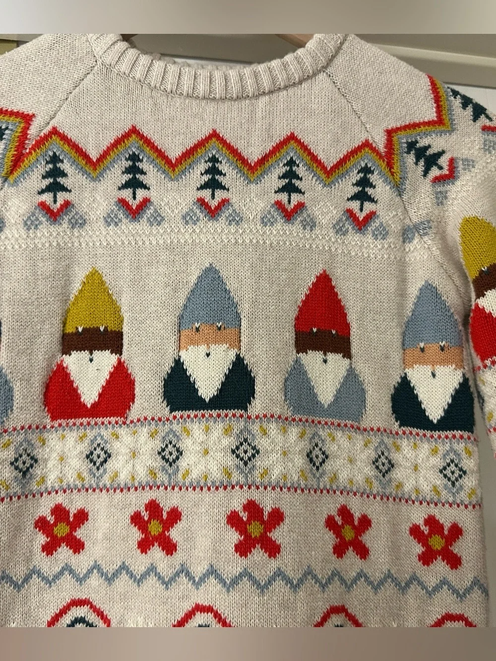 Hanna Andersson Gnome Pattern fair isle  Knit Sweater 130 cm us 8 EUC
